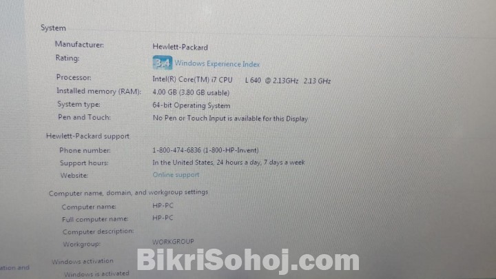 Hp 2540p-core i7-RAM 4GB-HDD 500GB-All ok